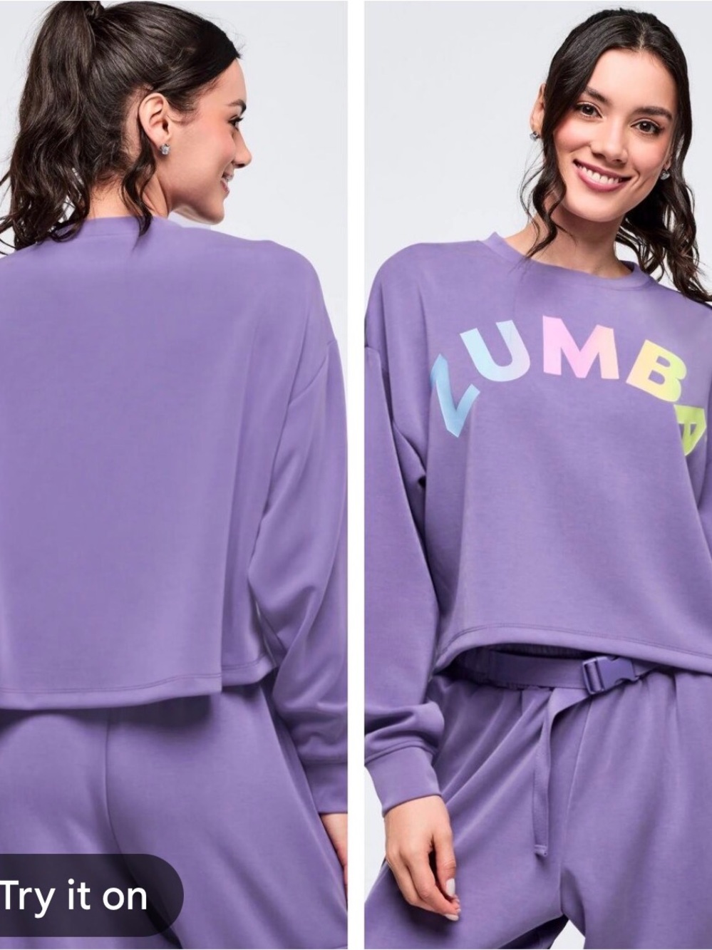 Zumba Fitness Pastel Modal Cropped Sweatshirt - Size S - Only worn twice